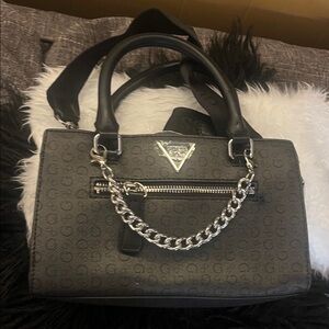 Guess Gray Satchel with Silver Accents